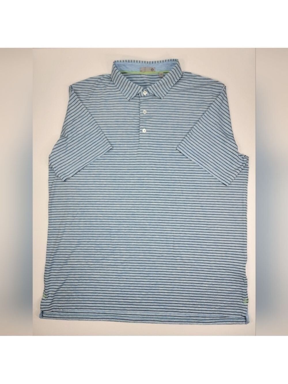 Tasc Polo Shirt Mens XXL 2XL Blue Striped Performance Micro Modal/Poly Stretch
